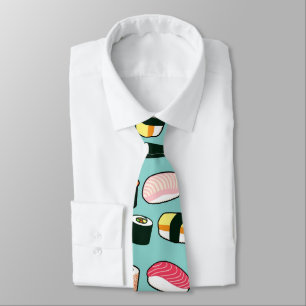 Yummy Sushi Roligt Illustrated Mönster Slips