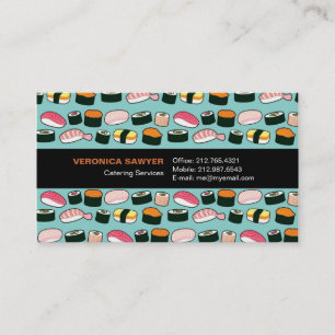 Yummy Sushi-Roligten Illustrated Mönster Visitkort