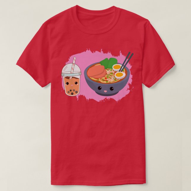 Yummy Tshirt Ramen Noodles Bowl och Boba Bubble te T Shirt (Design framsida)
