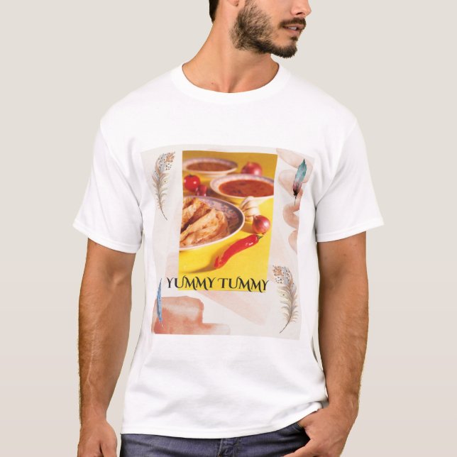 Yummy Tummy Roti Prata T Shirt (Framsida)