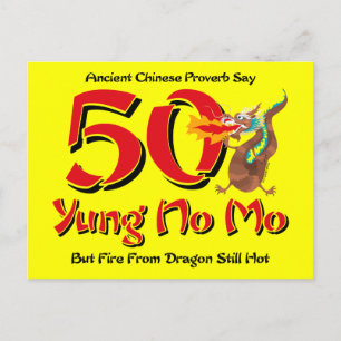 Yung No Mo 50 Birthday Postcard Call Inbjudan Vykort