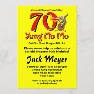 Yung No Mo 70th Birthday Inbjudningar