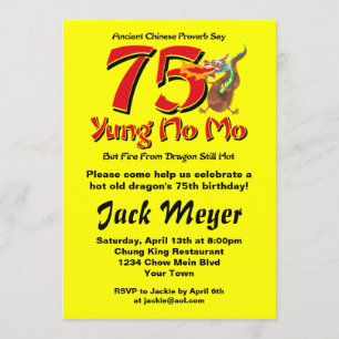Yung No Mo 75:e Birthday Inbjudningar