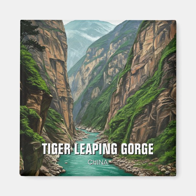Yunnan Tiger Leaping Gorge China Travel Magnet (Framsidan)