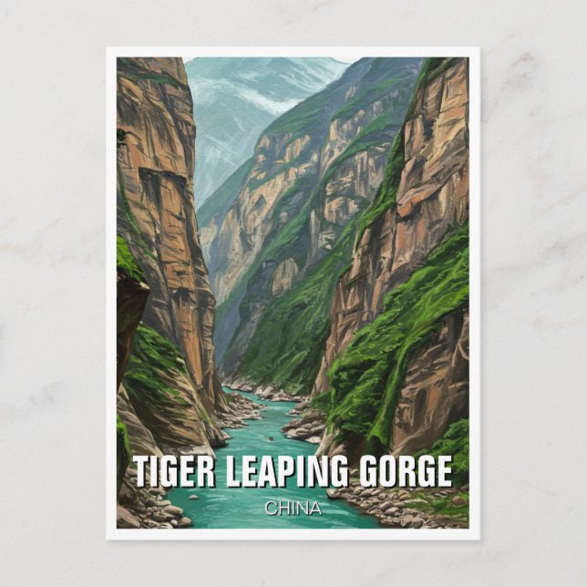 Yunnan Tiger Leaping Gorge China Travel Vykort (Framsida)