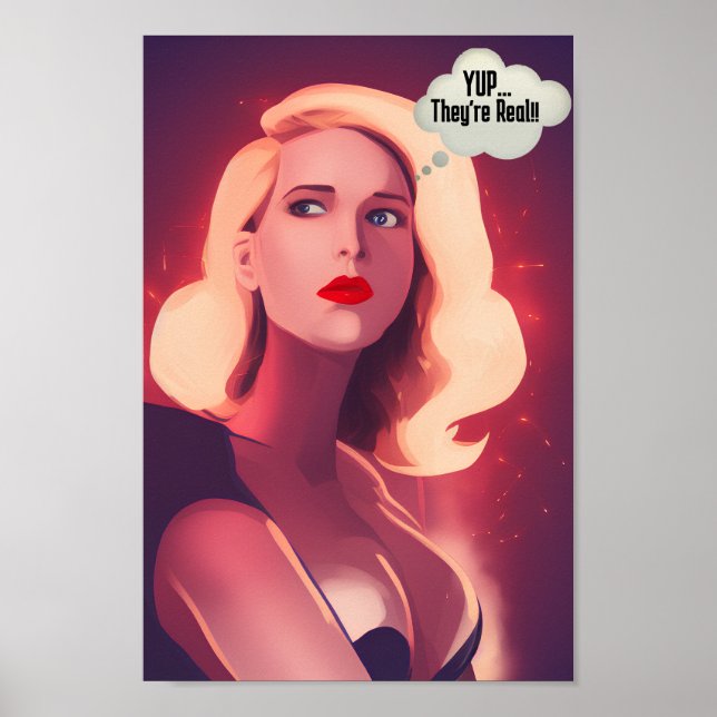 "Yup, de är riktiga" Lustigt pop Art Canvas Poster (Framsidan)