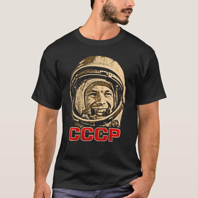 Yuri Gagarin Cosmonaut Astronaut Space Sovjetunion T Shirt (Framsida)