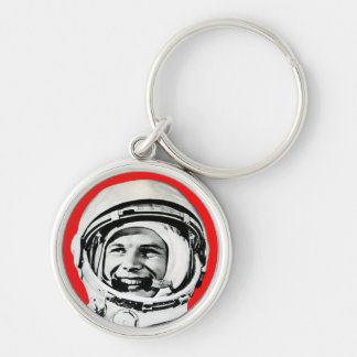 Yuri Gagarin - Sovjethjälpen Hero & Cosmonaut Rund Silverfärgad Nyckelring
