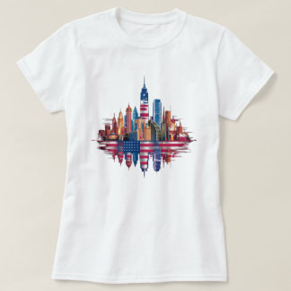 Yusflagga färgad New York City T Shirt