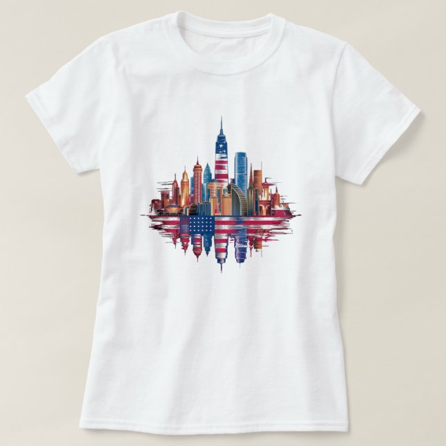 Yusflagga färgad New York City T Shirt (Design framsida)