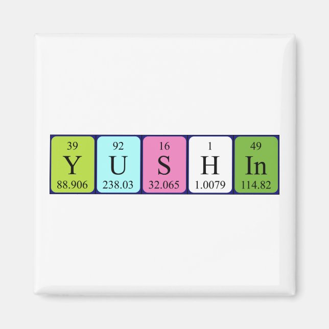 Yushin periodisk bord namn magnet (Framsidan)