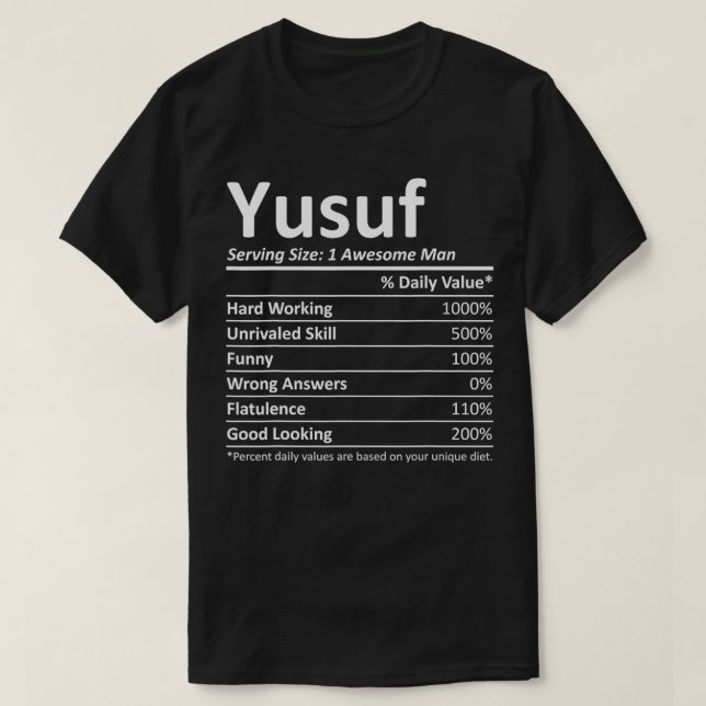 YUSUF Nutrition Funny Birthday Personlig Namn G T Shirt (Design framsida)