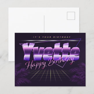 Yvette Name Vorname lila Postkarte Geburtstag Vykort