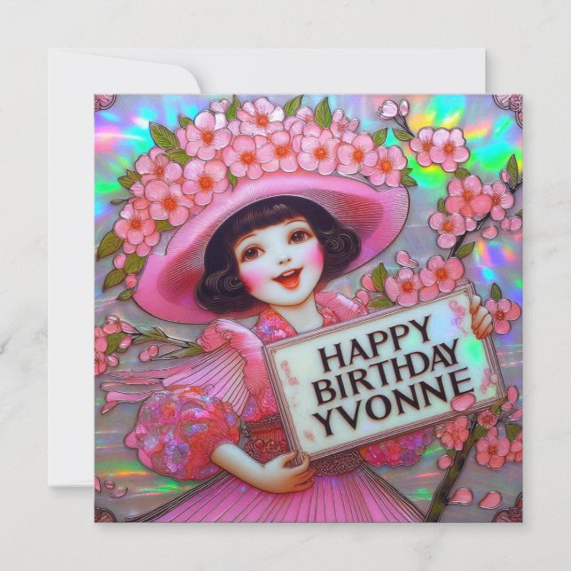YVONNE ~ Birthday Card ~ Blommar girl ~ (Framsida)