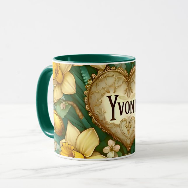 YVONNE ~ Mugg personlig ~ daffodils ~ (Framsida vänster)