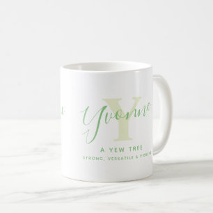 Yvonne namn betydelse och monogram Y grön text Kaffemugg