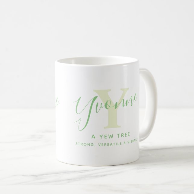 Yvonne namn betydelse och monogram Y grön text Kaffemugg (Framsida höger)
