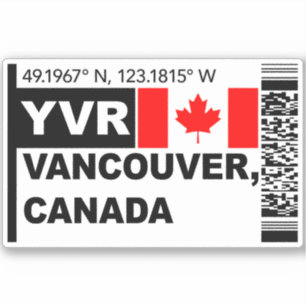 YVR Vancouver Ombordstigningskort - Kanada Resa Klistermärken