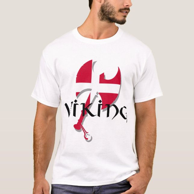 Yxa för danskaViking Danmark flagga T Shirt (Framsida)