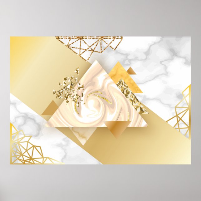 Yxig gyllene geometri med marble seamless Patte Poster (Framsidan)