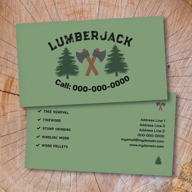 Yxor och granar - Skogshuggare Visitkort (Axes and Fir Trees - Lumberjack Business Card)