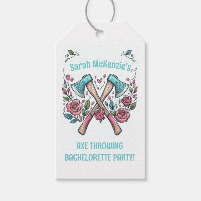 Yxor & Rosor - Presentkort för yxkastningsfest Presentetikett (Framsidan)