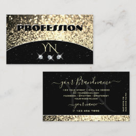 Yxury Black Guld Sparkling Glitter med Monogram Visitkort