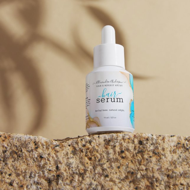 Yxury Blue White Guld HoloGrapate Agate Product Adressetikett (Luxury Blue White Gold Holographic Agate Product Label)