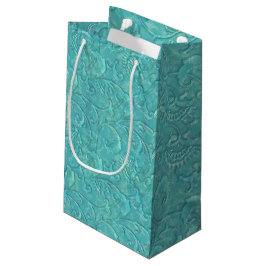 Yxury Embossed Teal Blommigt Vine Gift Bag