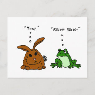 YY- Funny Rabbit and Frog Tecknad Vykort