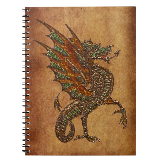 YY Gamle Medieval Dragon Design Anteckningsbok (Framsidan)