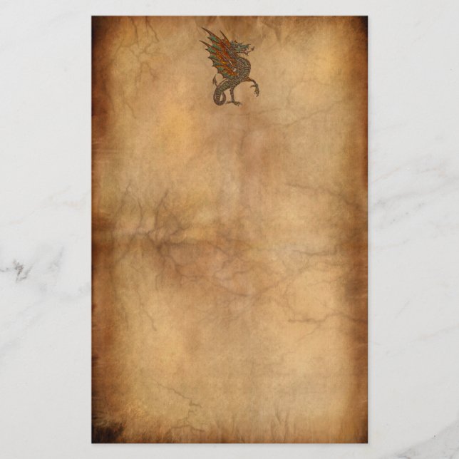 YY Gamle Medieval Dragon Design Brevpapper (Framsida)