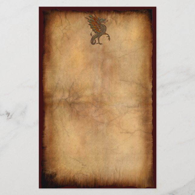 YY Gamle Medieval Dragon Design Brevpapper (Framsida)