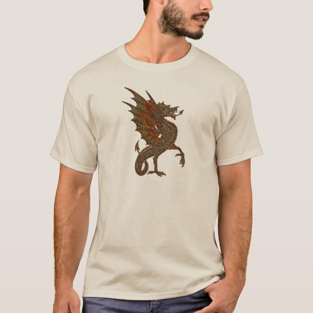 YY Gamle Medieval Dragon Design T-shirt (Framsida)