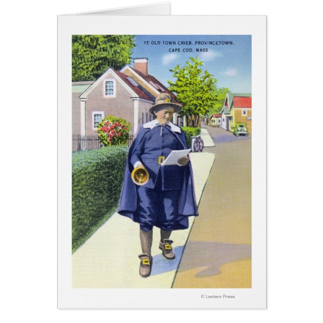 YY Old Town Crier Ringing Bell Hälsningskort (Framsidan)