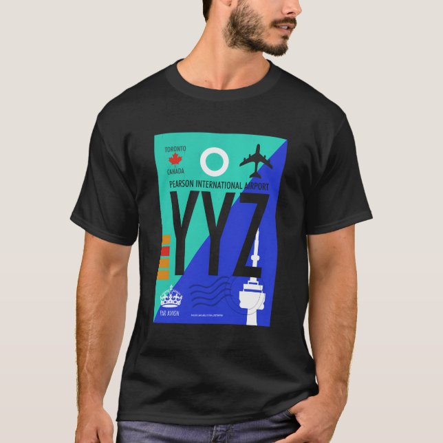 Yyz Airport Code Baggage Märkre Toronto Kanada T Shirt (Framsida)