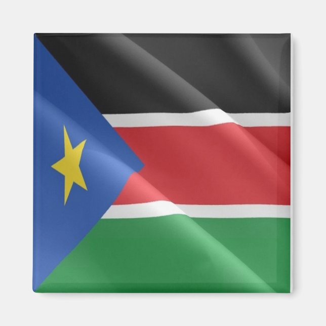 z002 SYDSUDAN, Wave-Flagga, Afrika, Fridge Magnet (Framsidan)