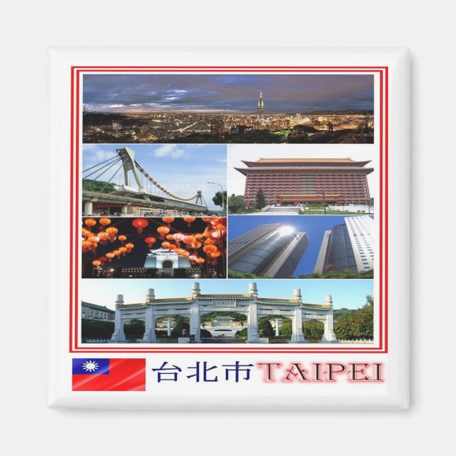 Z009 TAIPEI, Mosaic, Taiwan Formosa, Fridge Magnet (Framsidan)