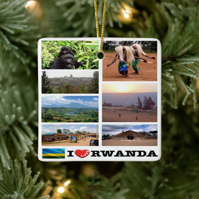 Z011 RWANDA I Kärlek, Mosaic, Afrika Julgransprydnad Keramik (Träd)
