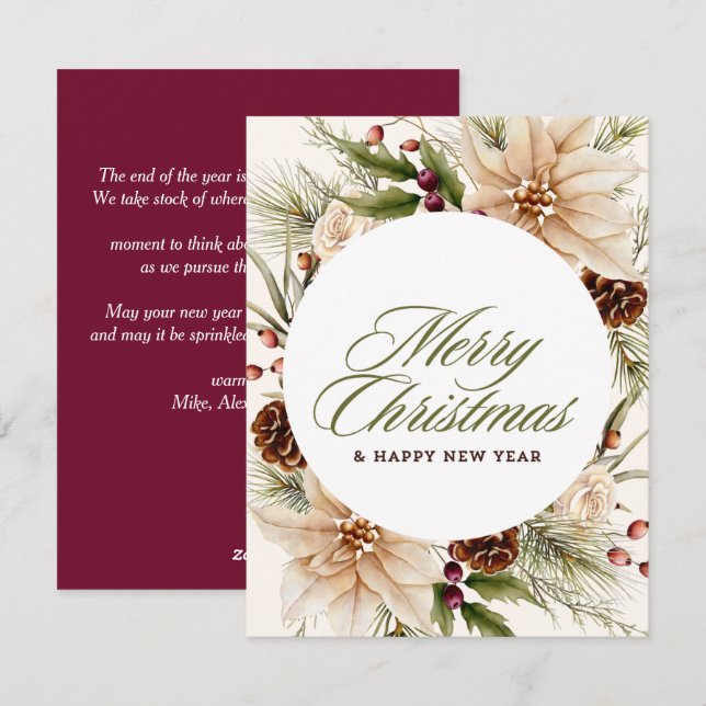 z100daysxmas,skog,träd,akvarell skog,vandra,h julkort (Fram/baksida)