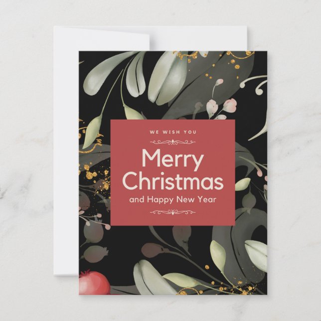 z100daysxmas,skog,träd,akvarell skog,vandra,h julkort (Framsida)