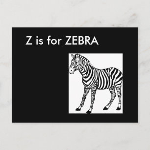 ’Z’ är för Zebra Alphabet Flashcard Vykort