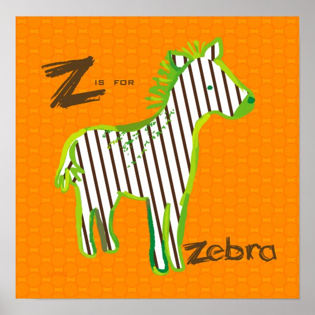 'Z är för zebra' digitala målning poster (Framsidan)