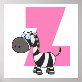 z är för zebra tecknad för barn poster