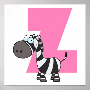 z är för zebra tecknad för barn poster