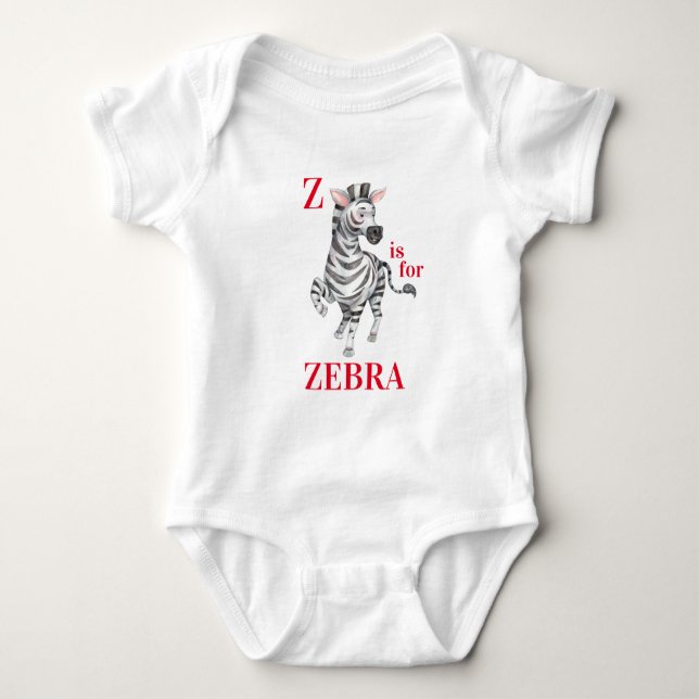 Z är för ZEBRA Whimsical T Shirt (Framsida)