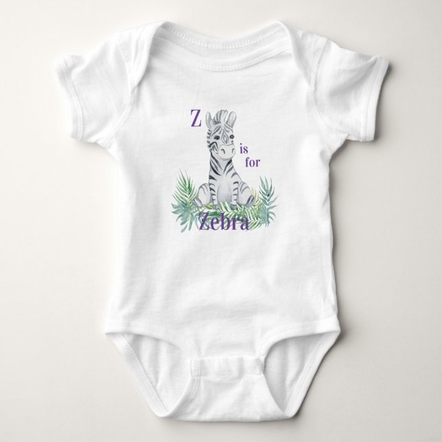 Z är för ZEBRA - Zebra Sitta i Ferns T Shirt (Framsida)