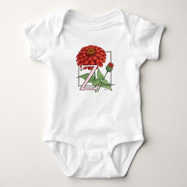 Z är för ZinniasblommaMonogram Tee Shirt (Framsida)