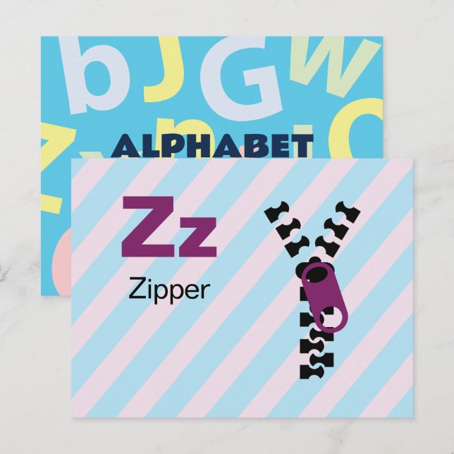 Z är för Zipper - Alphabet Flash-kort Vykort (Fram/baksida)