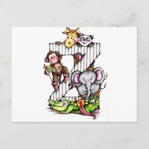 Z är för ZOO - Alphabet Art Vykort